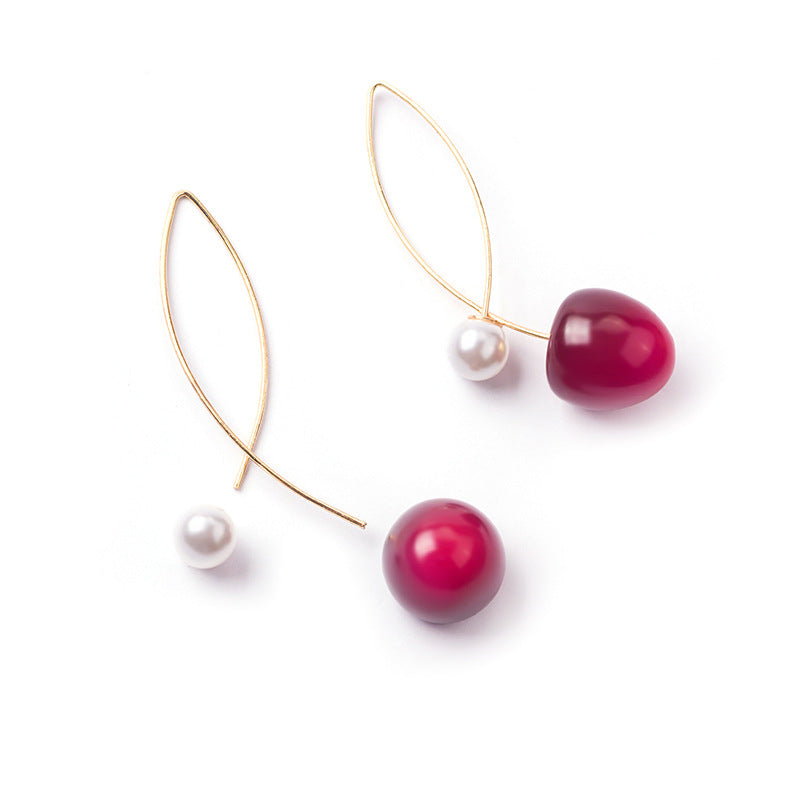 Sweet Cherry Gradient Pearl Drop Earrings for Women