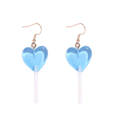 Sweet Heart Resin Lollipop Drop Earrings