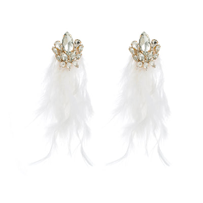 1 Pair Bohemian Geometric Feather Tassel Alloy Glass Gold Plated Women's Earrings