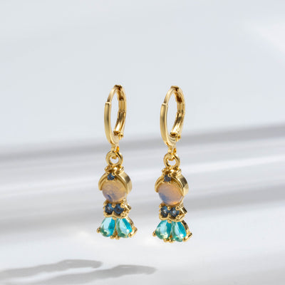 1 Pair Y2K Simple Style Mermaid Inlay Copper Zircon Drop Earrings