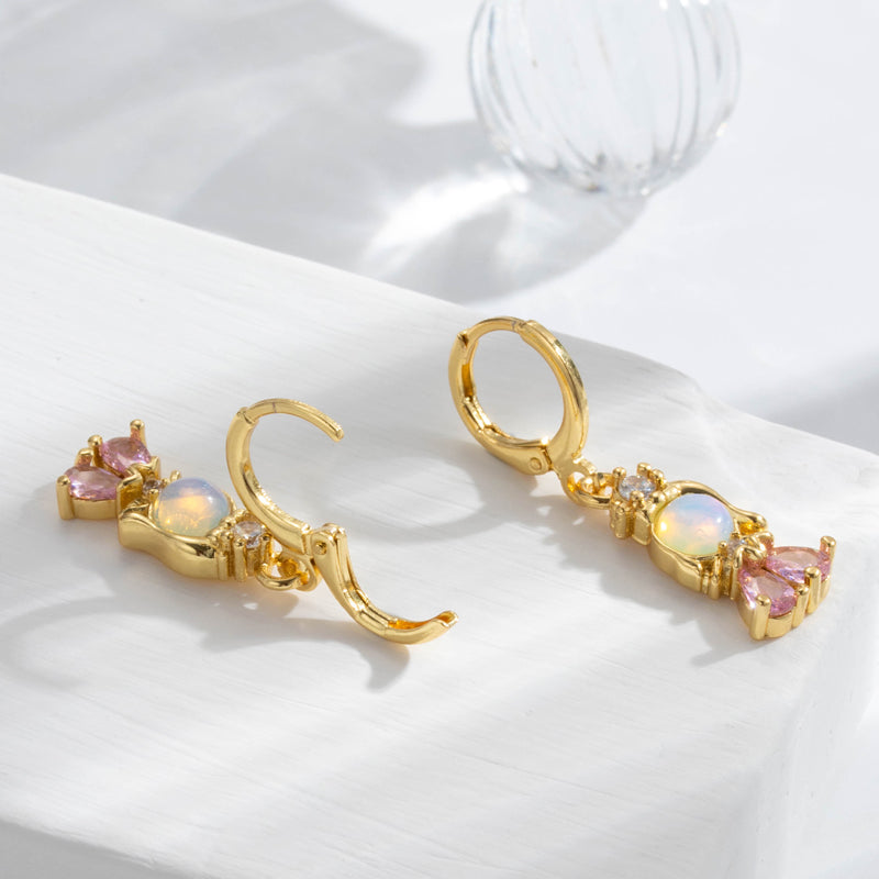 Y2K Mermaid Inlay Copper Zircon Drop Earrings for Women