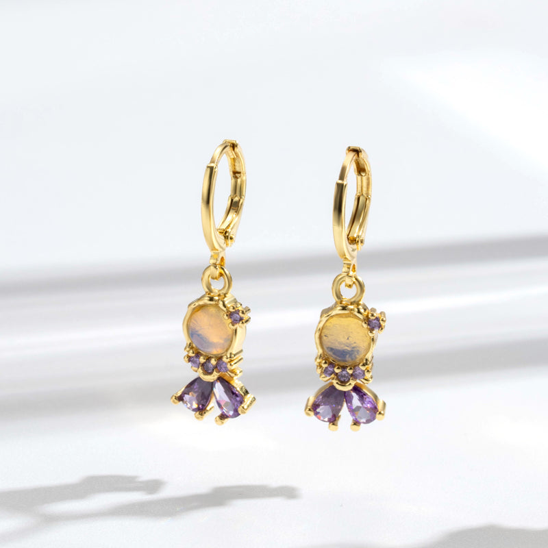 Y2K Mermaid Inlay Copper Zircon Drop Earrings for Women