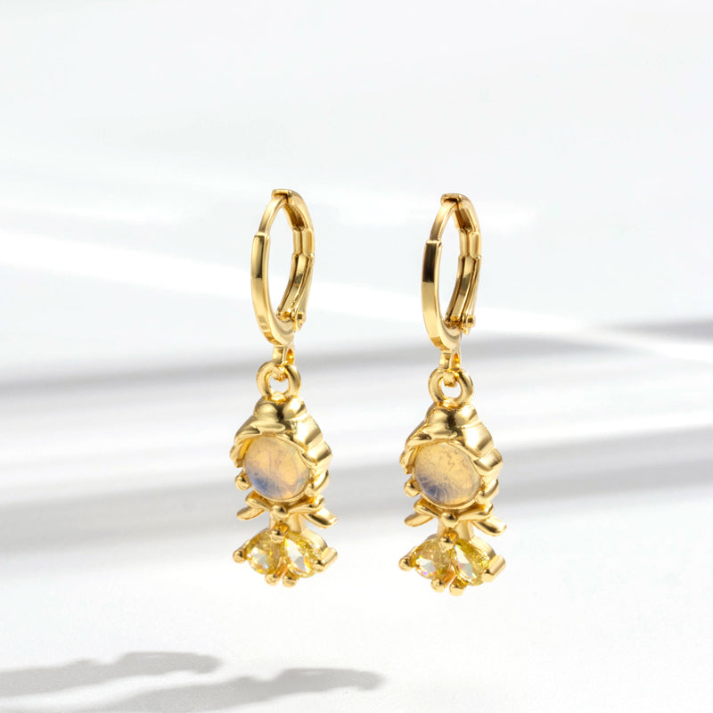 Y2K Mermaid Inlay Copper Zircon Drop Earrings for Women