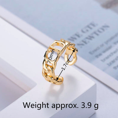 Cute Fashion Letter Open Ring - Gold Plated Copper Statement Jewelry