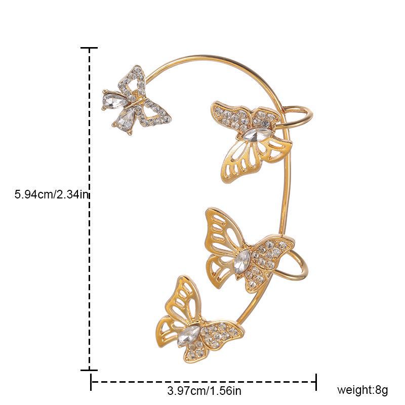 Fairy Butterfly Crystal Inlay Ear Cuff for Women