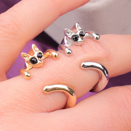 1 Piece Fashion Animal Adjustable Alloy Rings - Cute Dog, Cat, Elephant Design