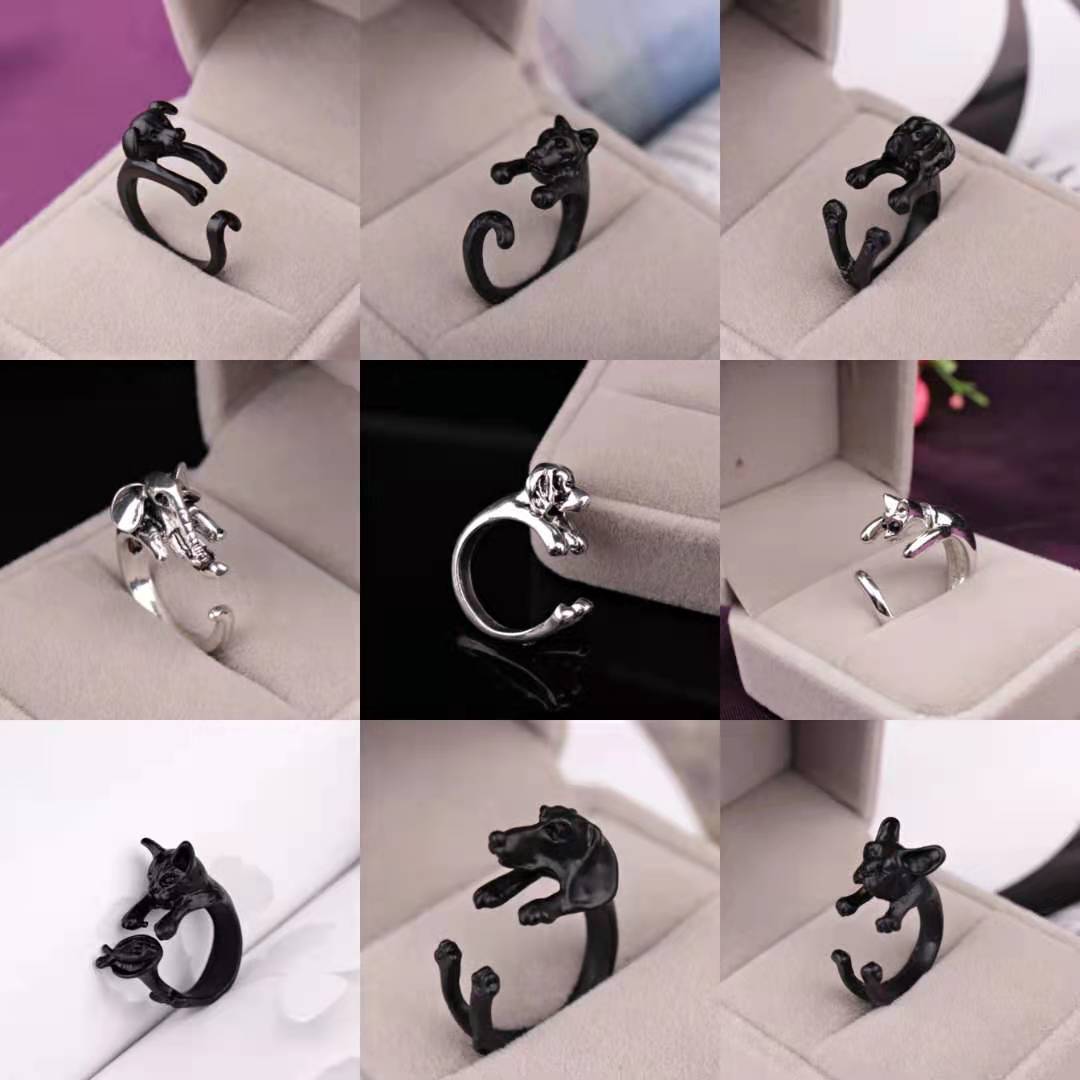 1 Piece Fashion Animal Adjustable Alloy Rings - Cute Dog, Cat, Elephant Design