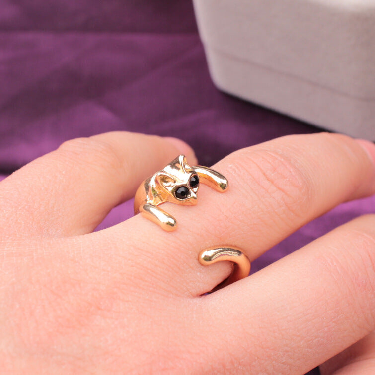 1 Piece Fashion Animal Adjustable Alloy Rings - Cute Dog, Cat, Elephant Design