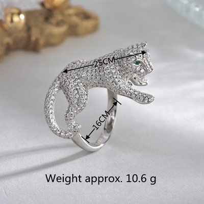 1 Piece Fashion Leopard Head Zircon Inlay Adjustable Ring