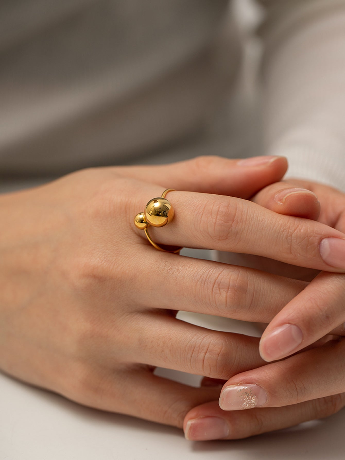 Fashion Solid Color Stainless Steel Open Ring - Gold Plated Titanium Steel Jewelry