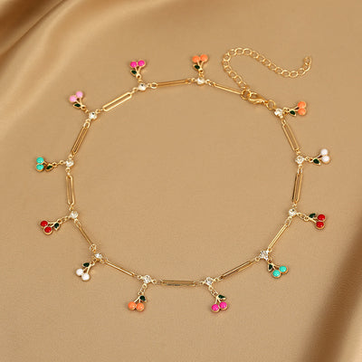 1 Piece Fashion Devil'S Eye Butterfly Beaded Copper Necklace