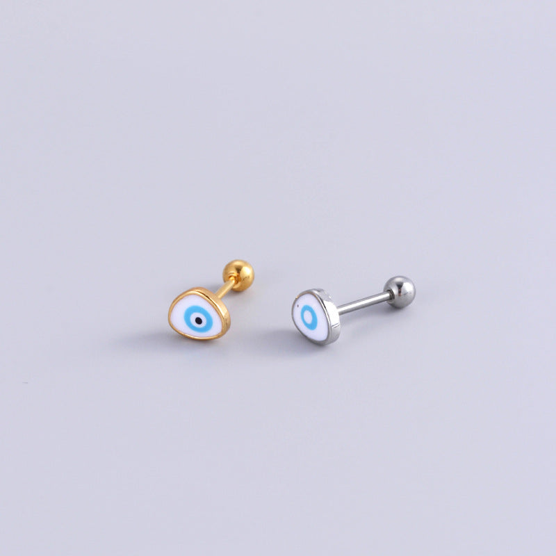 1 Piece Fashion Devil'S Eye Flower Metal Inlaid Zircon Ear Studs