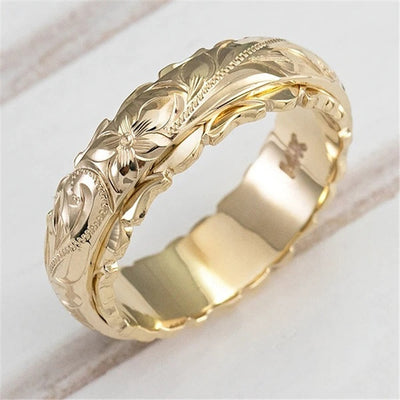 1 Piece Fashion Flower Alloy Carving 14K Gold Plated Women'S Rings