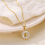 Fashion Sunflower Zircon Pendant Necklace - 18k Gold Plated Stainless Steel