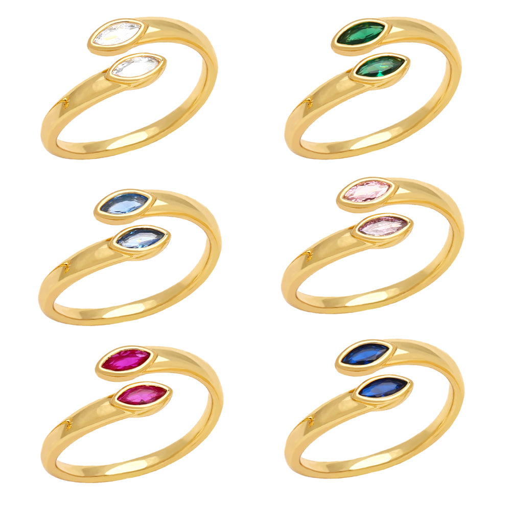 Fashion Geometric Zircon Inlay Open Ring for Women