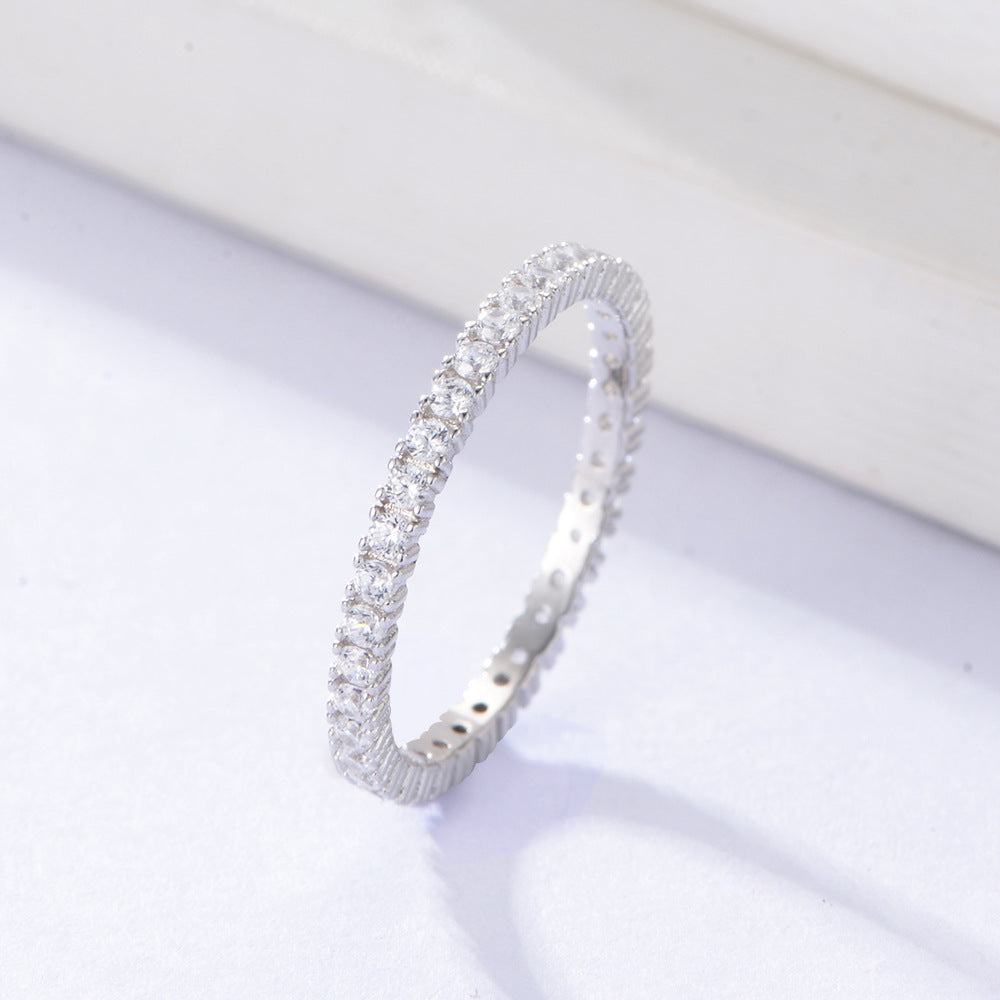 Fashion Geometric Sterling Silver Zircon Inlay Ring