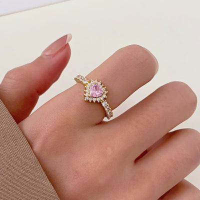 Fashion Heart Shape Zircon Open Ring for Women