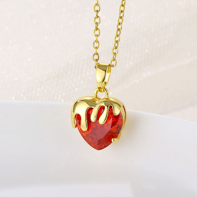 1 Piece Fashion Heart Shape Stainless Steel Brass Plating Inlay Zircon Pendant Necklace
