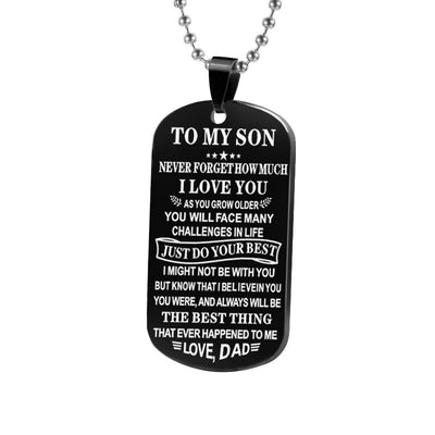 Fashion Stainless Steel Letter Pendant Necklace for Son - Personalized Dog Tag Gift