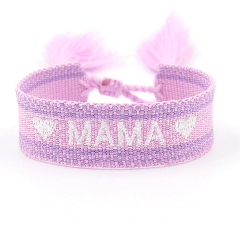 1 Piece Fashion MAMA Letter Stripe Heart Shape Polyester Mother'S Day Unisex Bracelets