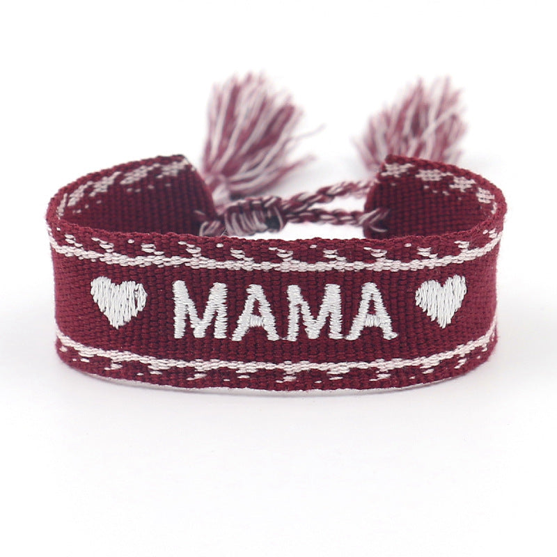 1 Piece Fashion MAMA Letter Stripe Heart Shape Polyester Mother'S Day Unisex Bracelets