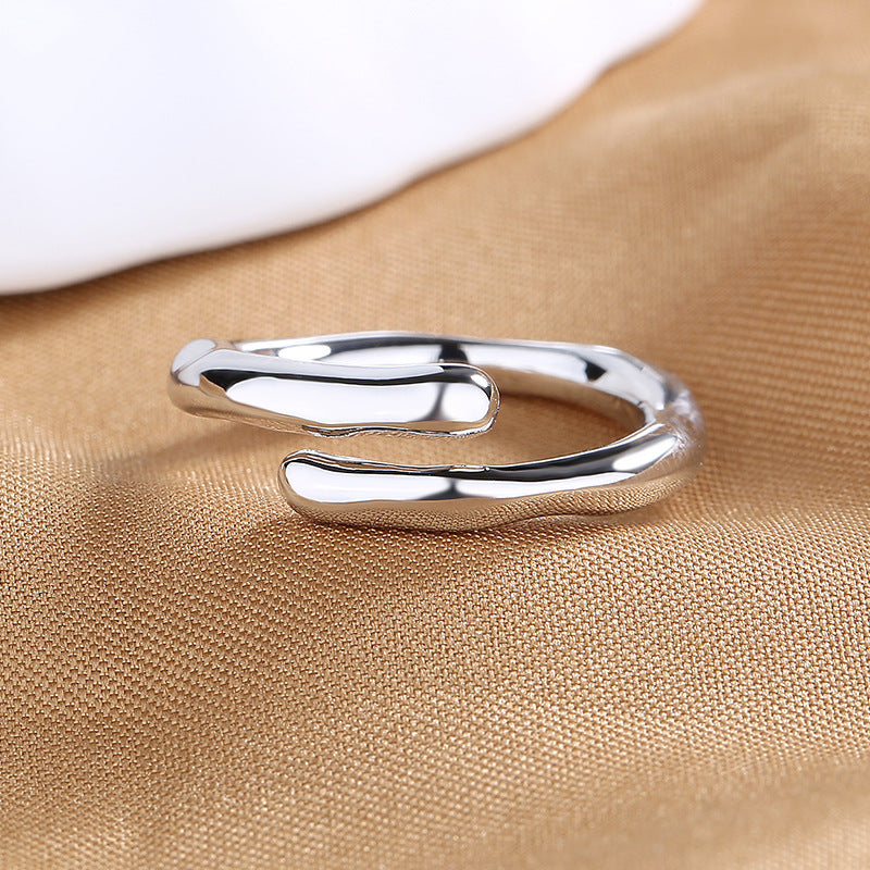 Fashion Geometric Double Layer Open Ring - Copper Plated Adjustable Band