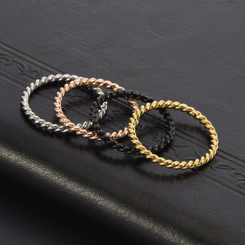 1 Piece Fashion Twisted Stainless Steel Plated Ring - 18k Gold Plated Unique Couple Jewelry