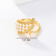 Fashion Angel Wings Zircon Pearl Open Ring in 18k Gold Plated Copper