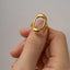 INS Style Geometric Oval Stainless Steel Open Ring - 18k Gold Plated Fashion Jewelry