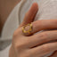 INS Style Geometric Oval Stainless Steel Open Ring - 18k Gold Plated Fashion Jewelry