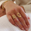 INS Style Geometric Oval Stainless Steel Open Ring - 18k Gold Plated Fashion Jewelry