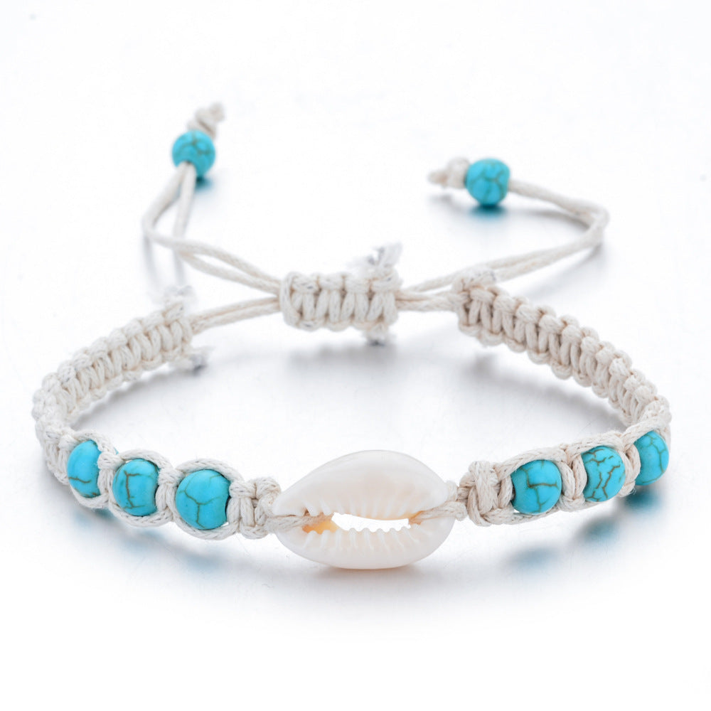 Marine Style Starfish and Shell Adjustable Rope Bracelet