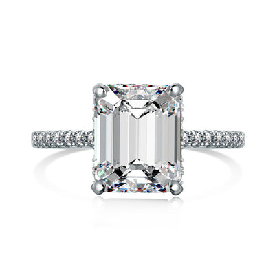 1 Piece Geometric Sterling Silver Emerald Cut Zircon Ring