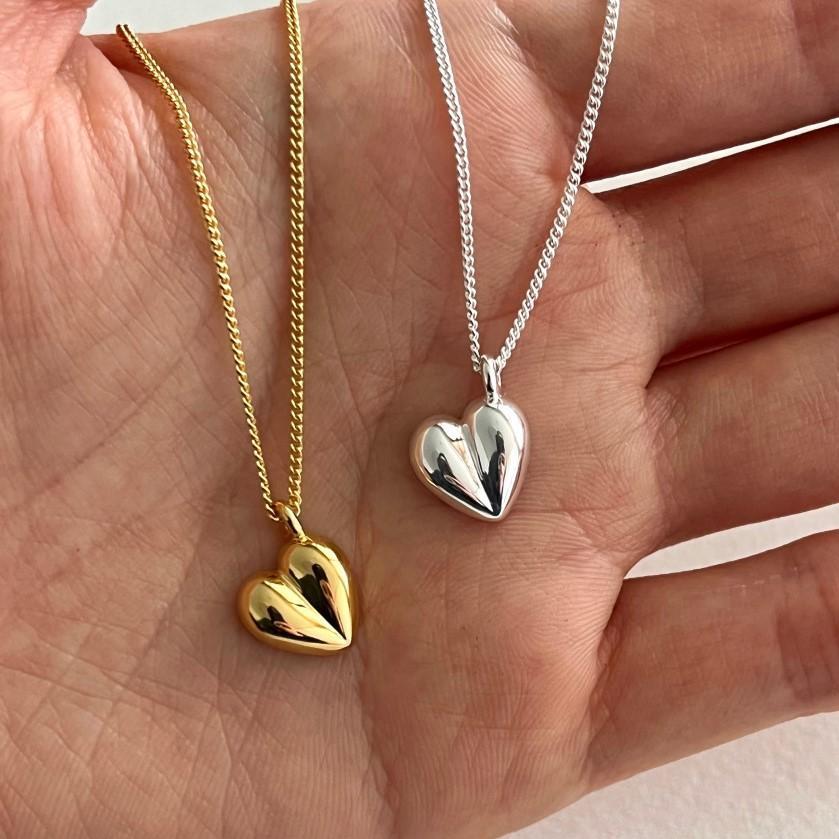 1 Piece Minimalist Heart Shape 18K Gold Plated Sterling Silver Pendant Necklace