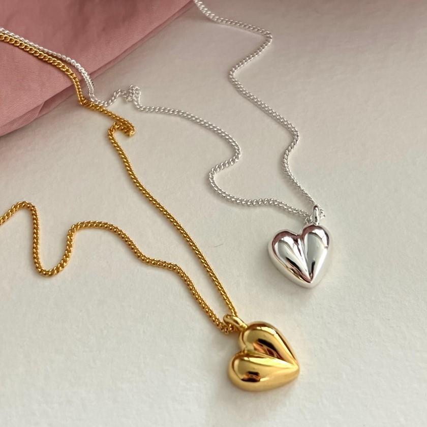 1 Piece Minimalist Heart Shape 18K Gold Plated Sterling Silver Pendant Necklace