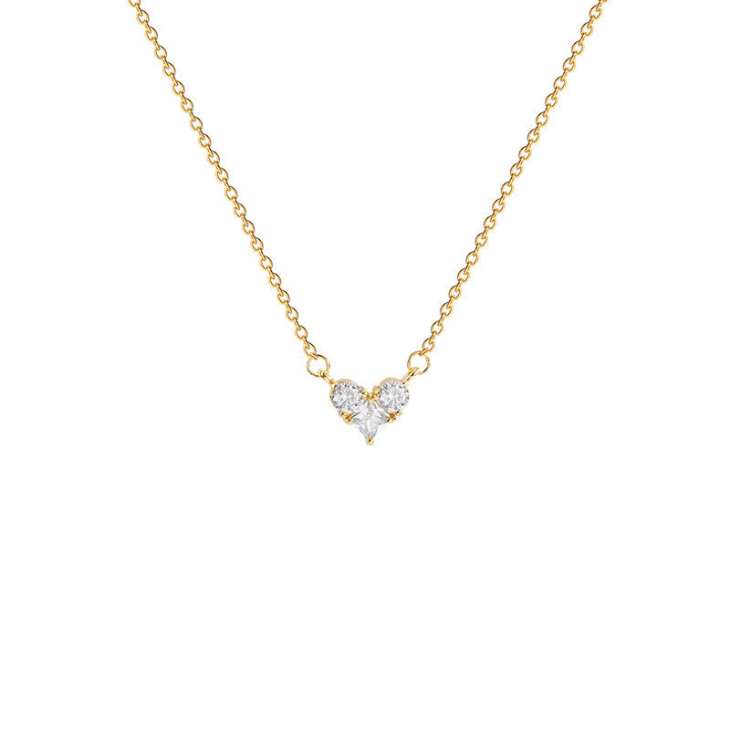 1 Piece Simple Style Heart Shape Titanium Steel Plating Inlay Zircon Necklace