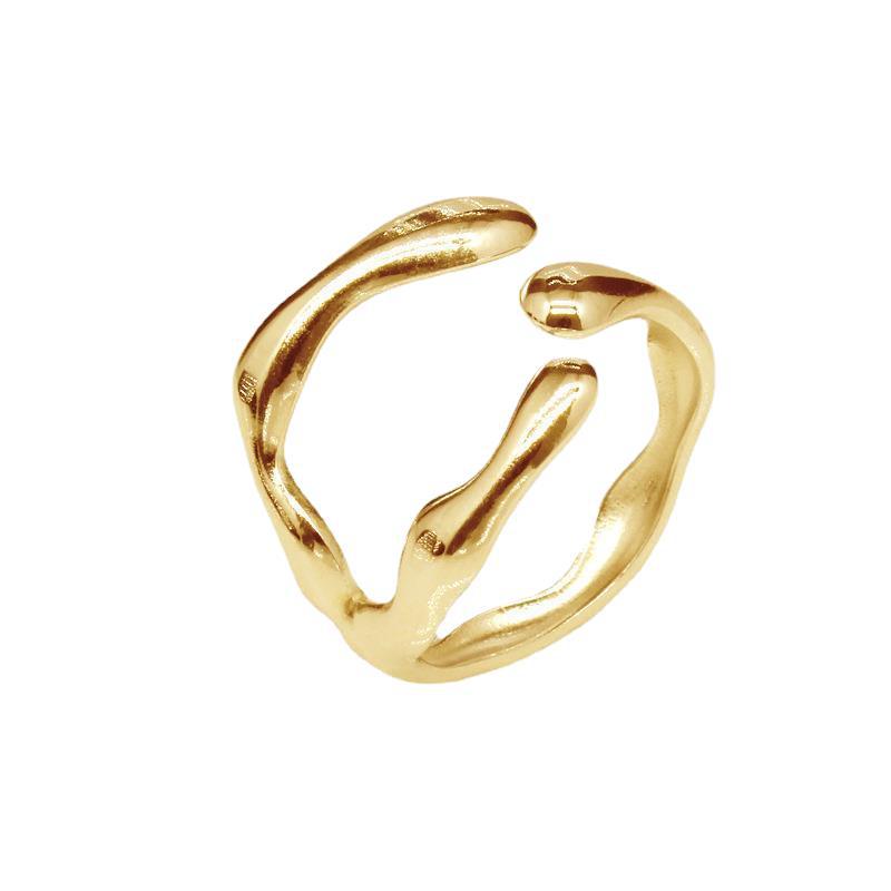Simple Irregular Titanium Steel Open Ring for Women