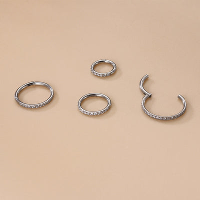 1 Piece Simple Style Round Titanium Inlaid Zircon Nose Ring