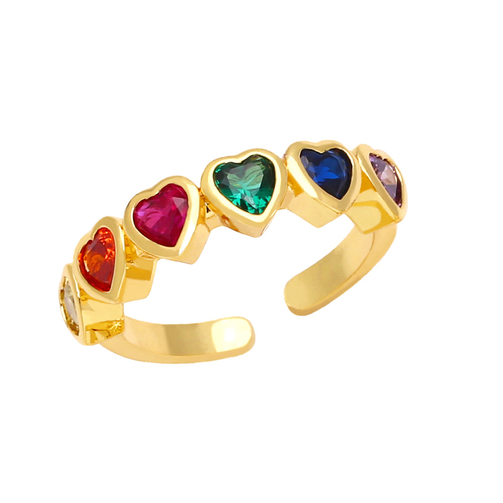 Sweet Heart Shape Zircon Inlay Adjustable Ring