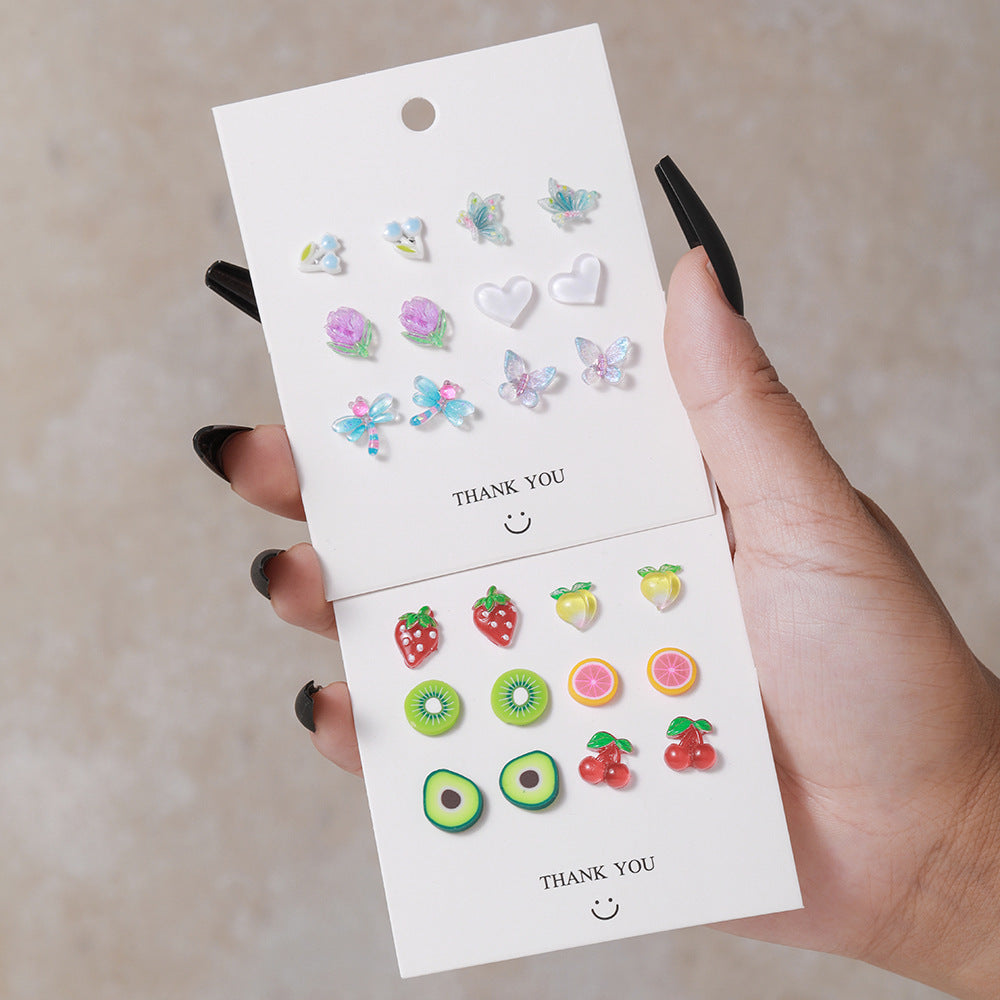 1 Set Cute Flower Resin Ear Studs