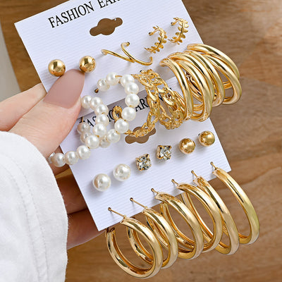 1 Set Simple Style Circle Heart Shape Butterfly Metal Plating Inlay Pearl Women'S Earrings