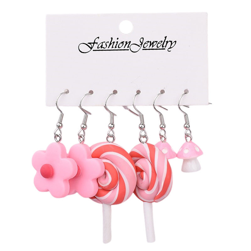 Simple Style Acrylic Fruit and Animal Drop Earrings Set