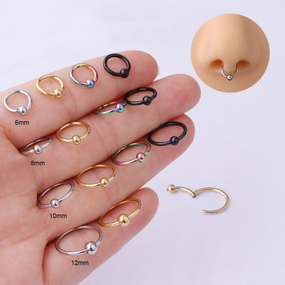 1. 2mm Coil Fashion Pure Stainless Steel Multi-Functional Seamless Closed Nose Ring Puncture Ornament
