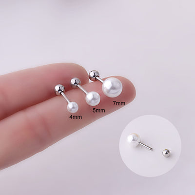 1.2mm Thick Pen Titanium Steel Pearl Ear Bone Nail Single