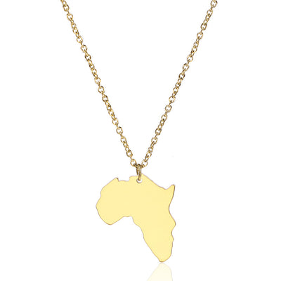 18K Fashion Simple Africa Map Stainless Steel Necklace