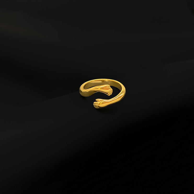 18K Gold Plated Titanium Steel Hug-Shaped Fashion Ring