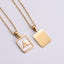 18k Gold Stainless Steel Square Brand White Shell Letters Necklace