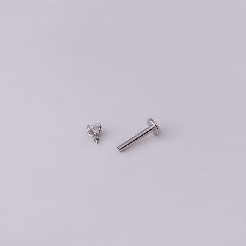 3MM Round Zircon Inner Tooth Lip Nail 6/8/10MM Stainless Steel Piercing Jewelry