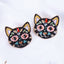 Creative Black Cat Colorful Cat Halloween Stud Earrings with Oil-Plated Diamond
