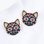 Creative Black Cat Colorful Cat Halloween Stud Earrings with Oil-Plated Diamond